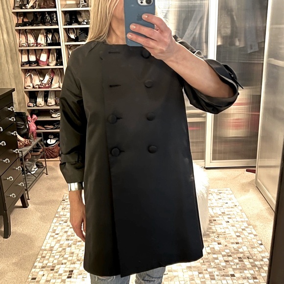 Shiny 3/4 sleeve satin look belted jacket size M - Picture 5 of 17